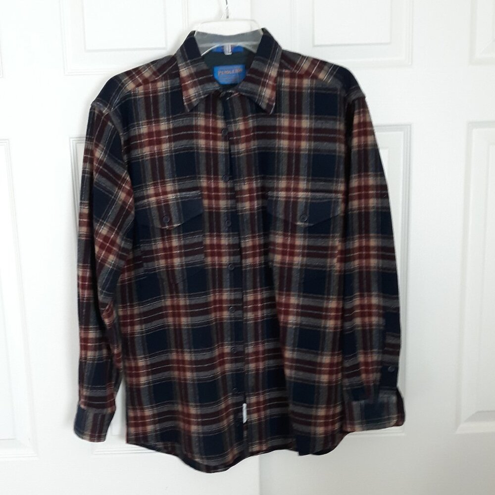 Pendleton Mens Med Long Wool plaid Shirt EUC